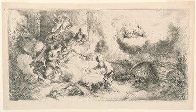 Maagd en Kind met God de Vader en Engelen door Giovanni Benedetto Castiglione