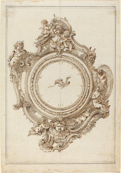 Rococo Klok met Sirenen, Putti, Maskers en een Paradijsvogel Wijzer door Giovanni Bettati