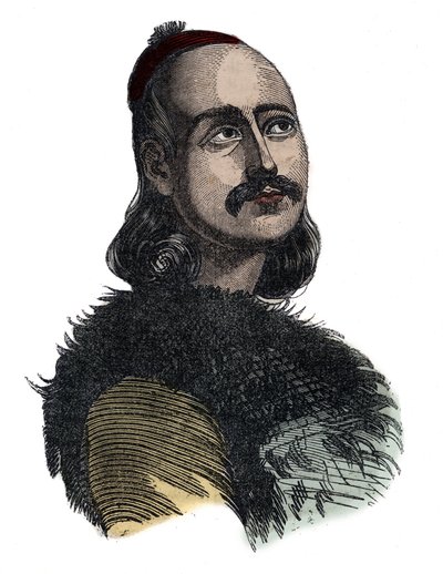 Markos Botsaris (Marco Botzaris) generaal en held van de Griekse Onafhankelijkheidsoorlog 1788-1823 - gravure door Giovanni Boggi door Giovanni Boggi