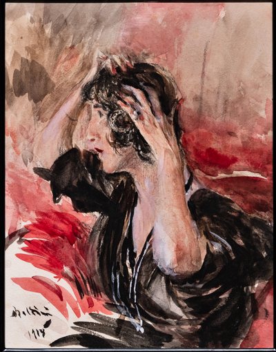 Meisje Kijkt in de Spiegel door Giovanni Boldini