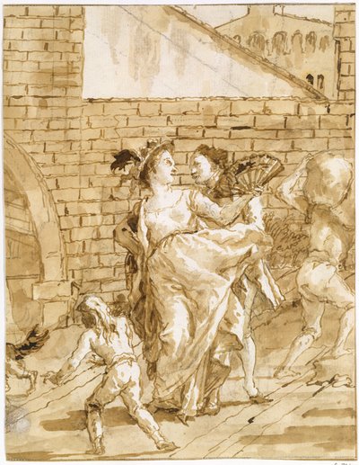 Eine Flirterei door Giovanni Domenico Tiepolo