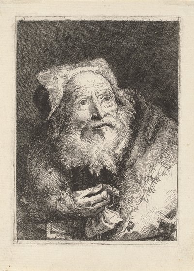 Oude Man met een Armband, uit de Raccolta di Teste door Giovanni Domenico Tiepolo
