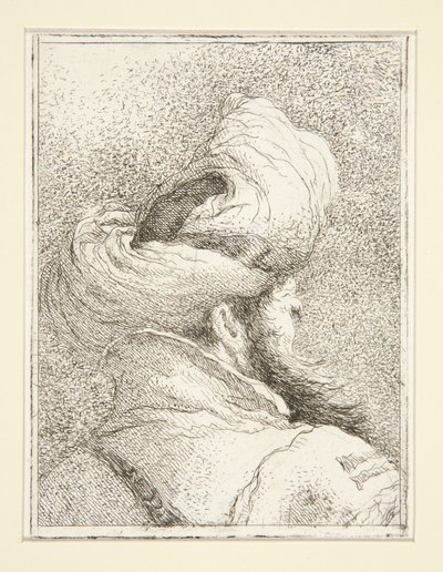 Hoofd van een Turk, uit de serie Raccolta di Teste, Libro Secondo (Verzameling van hoofden, tweede boek) door Giovanni Domenico Tiepolo