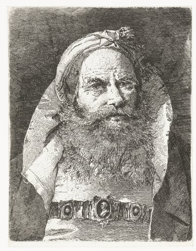 Man met kleine tulband door Giovanni Domenico Tiepolo