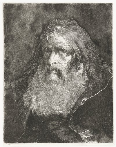 Man met lange haren en zonder hoofddeksel door Giovanni Domenico Tiepolo