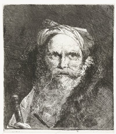 Man met zwaard door Giovanni Domenico Tiepolo