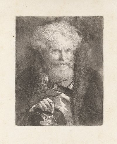 Oude man met een helm, uit de Raccolta di Teste (Collectie van hoofden) door Giovanni Domenico Tiepolo