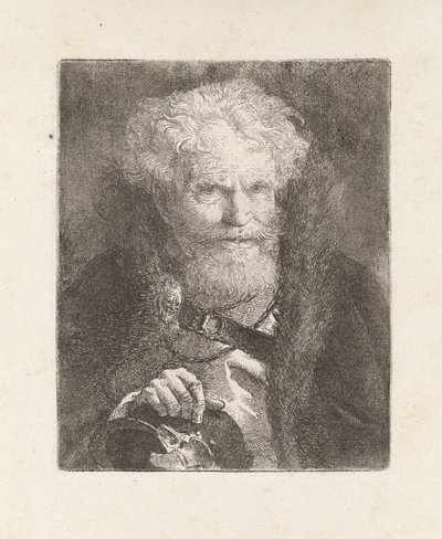 Oude man met een helm, uit de Raccolta di Teste (Verzameling van hoofden) door Giovanni Domenico Tiepolo