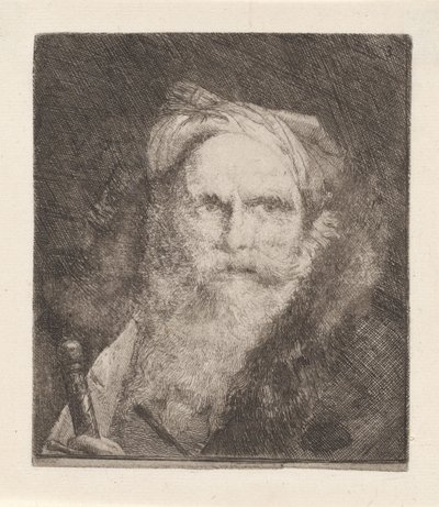 Oude man met een zwaard, uit de Raccolta di Teste (Verzameling van hoofden) door Giovanni Domenico Tiepolo
