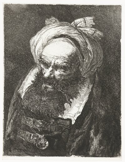 Oude man met tulband door Giovanni Domenico Tiepolo