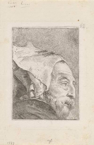 Profiel van een Oude Man, uit de Raccolta di Teste door Giovanni Domenico Tiepolo