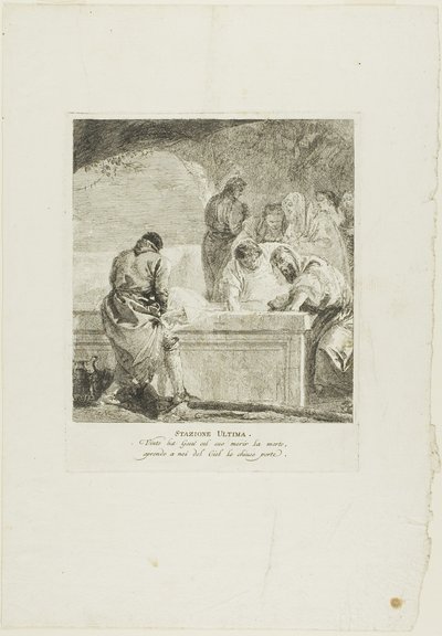 De Graflegging, plaat veertien uit Kruiswegstaties door Giovanni Domenico Tiepolo