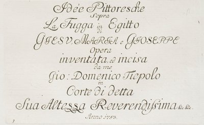 Titelpagina van De vlucht naar Egypte door Giovanni Domenico Tiepolo
