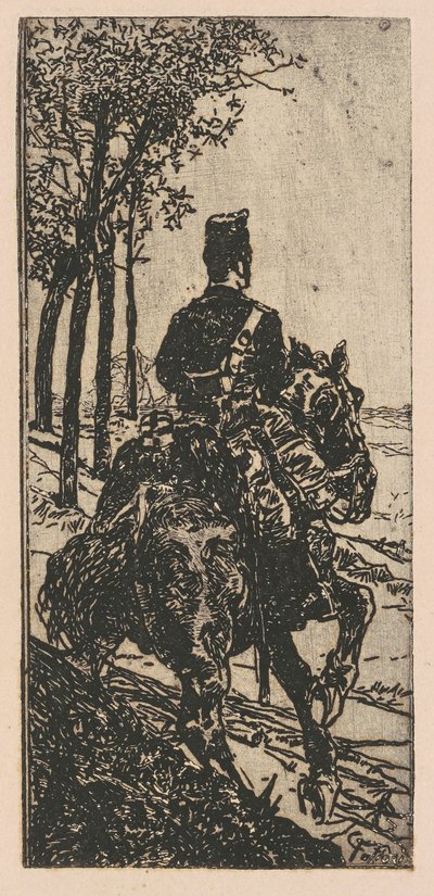 Artilleriesoldaat te paard door Giovanni Fattori