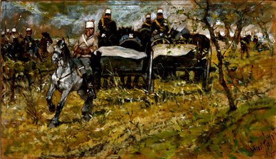 Artilleriemanoeuvre door Giovanni Fattori