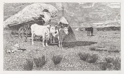 Ossen voor een kar gespannen (Maremma) door Giovanni Fattori