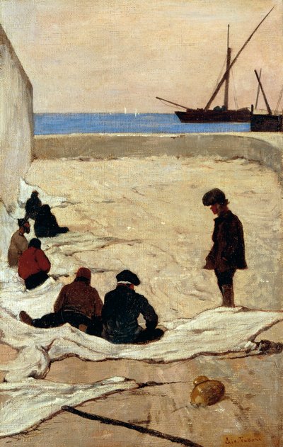 Netten repareren door Giovanni Fattori