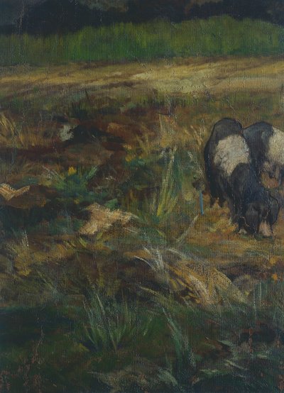 Toscaanse Maremma (detail) door Giovanni Fattori