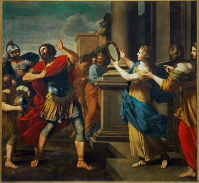 Jephta herkent zijn dochter (schilderij op doek) door Giovanni Francesco (1610-62) Romanelli