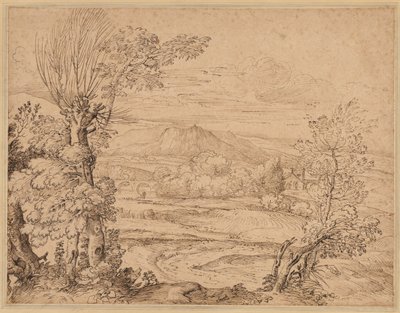 Landschap met een rivier en aquaduct door Giovanni Francesco Grimaldi