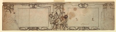 Tekening, Project voor gesneden lambrisering, 1650 door Giovanni Francesco Romanelli