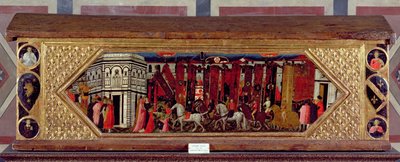 Cassone versierd met een scène van de Palio van S. Giovanni door Giovanni Francesco Toscani