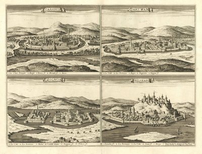 Kastelen van Košice, Hatvan, Szolnok en Belgrado (Giovanni Giacomo De Rossi, 1683) door Giovanni Giacomo De Rossi