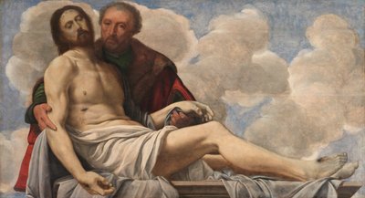 Christus met Jozef van Arimathea, ca. 1525 door Giovanni Girolamo Savoldo