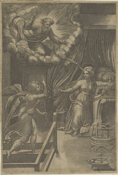 Aankondiging met God de Vader door Giovanni Jacopo Caraglio