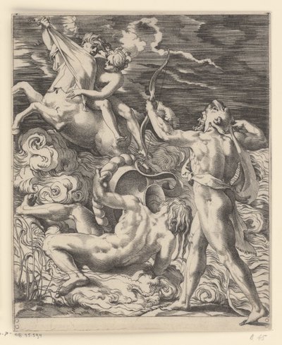 Hercules doodt de centaur Nessus door Giovanni Jacopo Caraglio