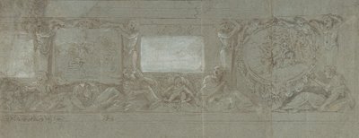 Ontwerp voor een muurschildering met het offer van Abraham en de vlucht naar Egypte, ca. 1600-1647 door Giovanni Lanfranco