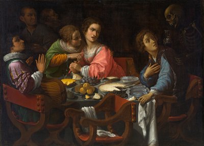 Memento Mori: De Dood Komt aan Tafel, circa 1630-1638 door Giovanni Martinelli