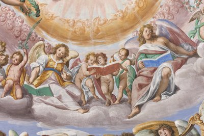 Engelen en putti zingen (detail) door Giovanni Mauro della Rovere