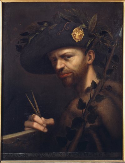 Zelfportret als abt van de Accademia della Valle di Blenio door Giovanni Paolo Lomazzo