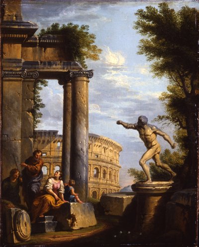 Capricci van klassieke ruïnes met filosoferende filosofen door Giovanni Paolo Pannini