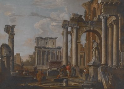 Ruïnes met de Tempel van Antonius en Faustina, c.1727-30 door Giovanni Paolo Pannini