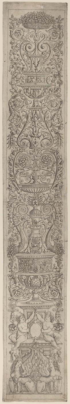 Ornamentpaneel: Twee sfinxen die schilden ondersteunen door Giovanni Pietro Birago and Zoan Andrea