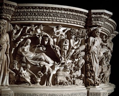 Geboorte, detail door Giovanni Pisano