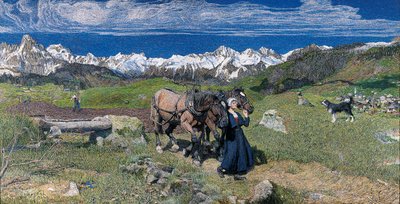 Lente in de Alpen, 1897 door Giovanni Segantini