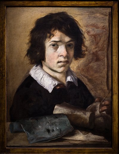 Portret van een jonge tekenaar door Giovanni Serodine