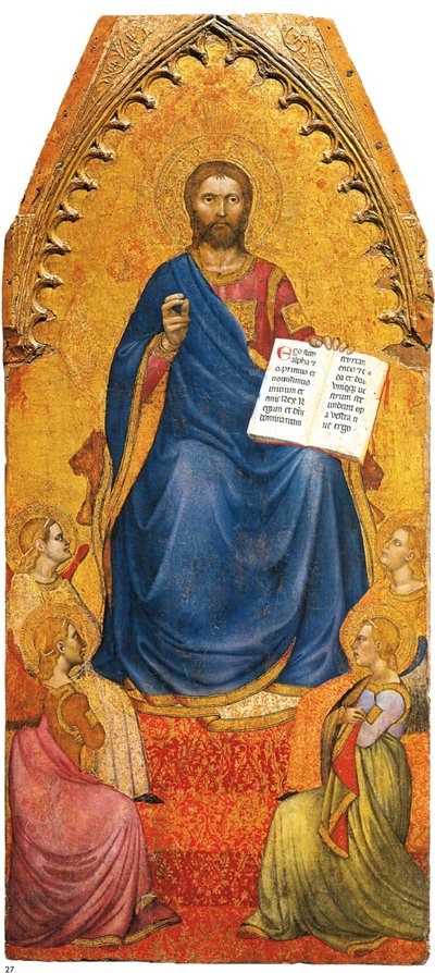 Christus tronend aanbeden door engelen door Giovanni da Milano