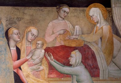 Het leven van de maagd: de geboorte van Maria (detail) door Giovanni da Milano