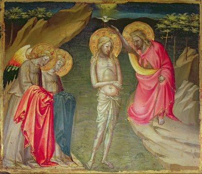 De doop van Christus (olieverf op paneel) door Giovanni dal (attr. to) Ponte