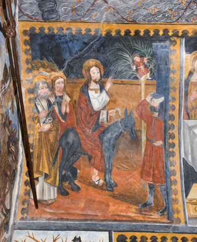 Verhalen van Christus: Intocht van Jezus in Jeruzalem begroet met palmbladeren door Giovanni di Cherasco Botoneri