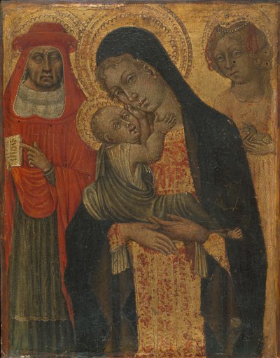 Madonna en Kind met heiligen Jerome en Agnes, ca. 1465 door Giovanni di Paolo