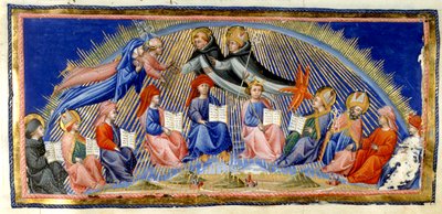 Paradiso, Canto X. Beatrice en Dante zweven naast de Hemel van de Zon en ontmoeten degenen die bekend staan om hun wijsheid door Giovanni di Paolo