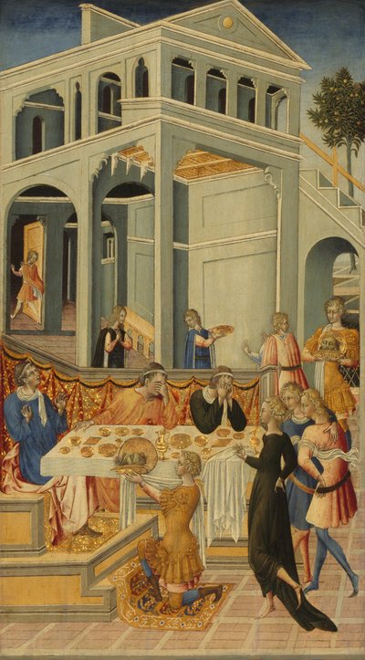 Het hoofd van Johannes de Doper voor Herodes gebracht door Giovanni di Paolo