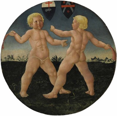 Een partijtje spelen: Twee spelende jongens door Giovanni Di Ser Giovanni Guidi