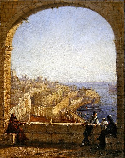 Binnen de vestingwerken, Valetta - Uitzicht vanuit de boog overdag door Girolamo Gianni