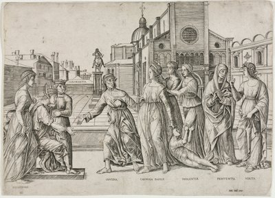 De Laster van Apelles, ca. 1500-1506 door Girolamo Mocetto